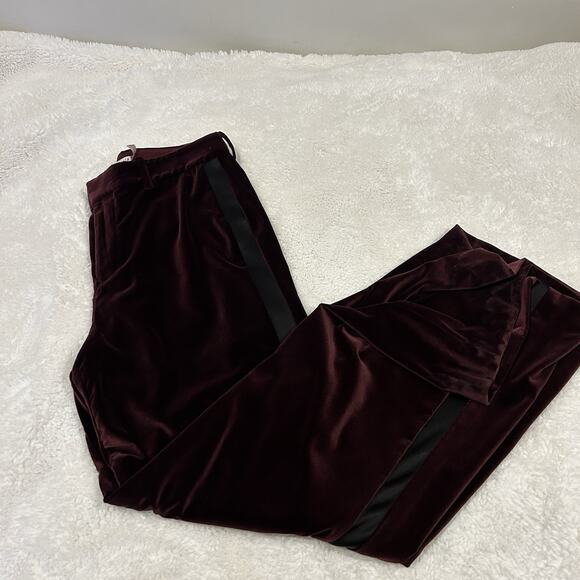 Alice + Olivia Black Velvet Dress Pants Straight Leg Professional Trousers-SZ 6‎ - Picture 1 of 7
